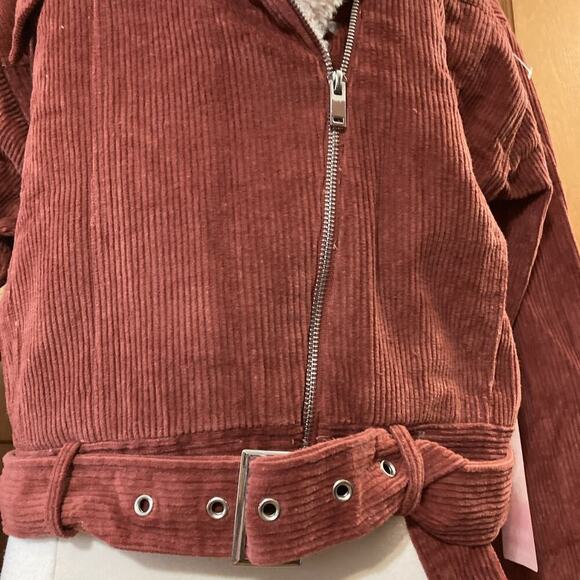 Fashion On Earth Women’s corduroy Sherpa Lined Jacket L New Rust retro Grunge ￼ - Picture 4 of 13
